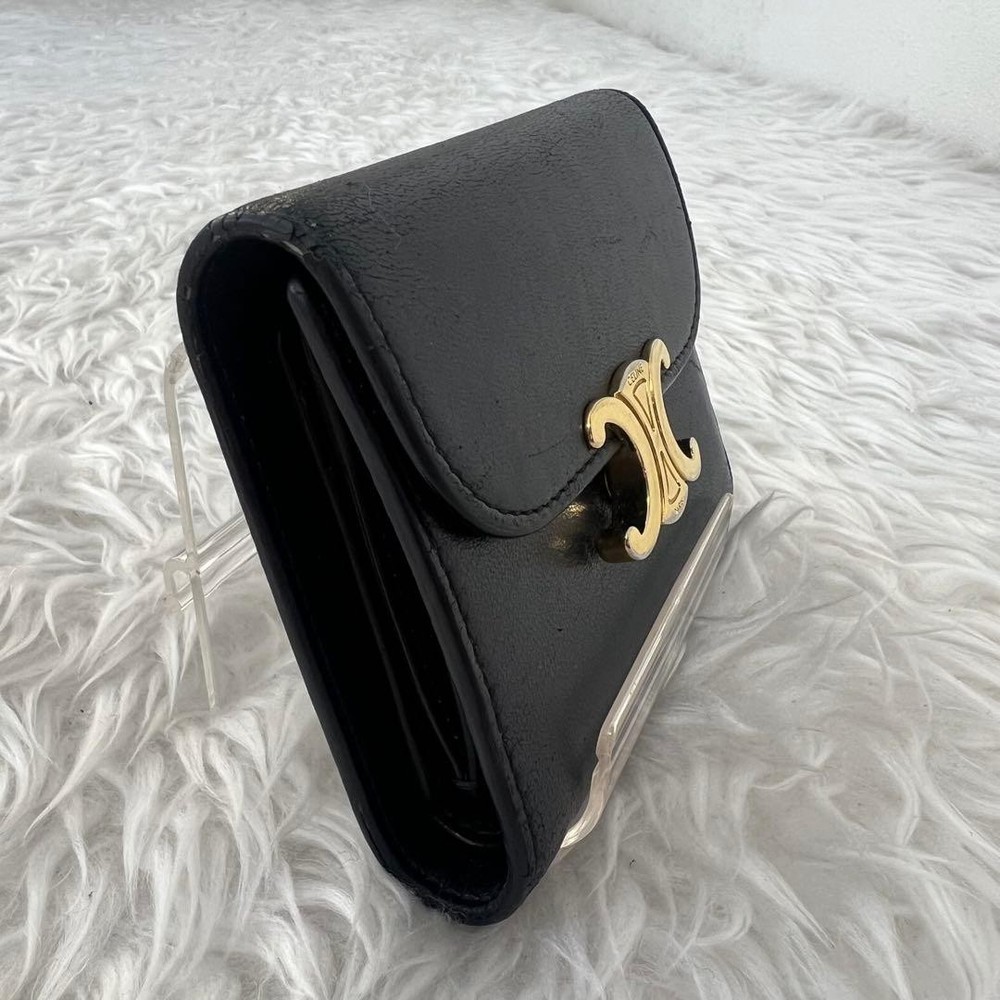CELINE Compact Wallet Triomphe Canvas Folded Wallet From Japan