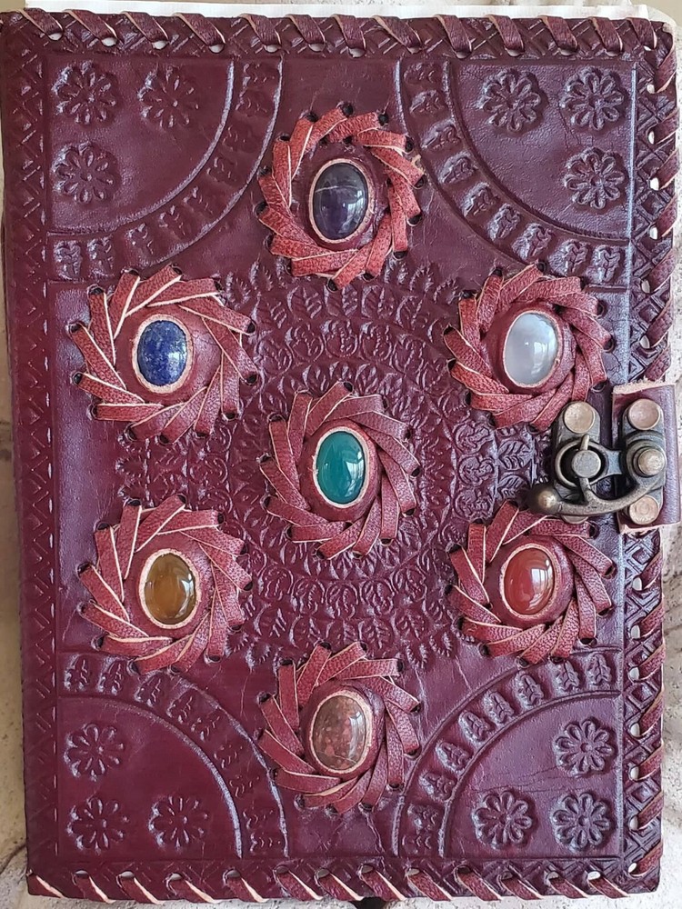 Seven Charkra Gemstone Leather Journal