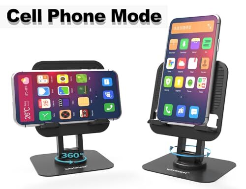 Tablet Stand, Cell Phone Stand for Desk, 360° Rotatable Foldable Adjustable