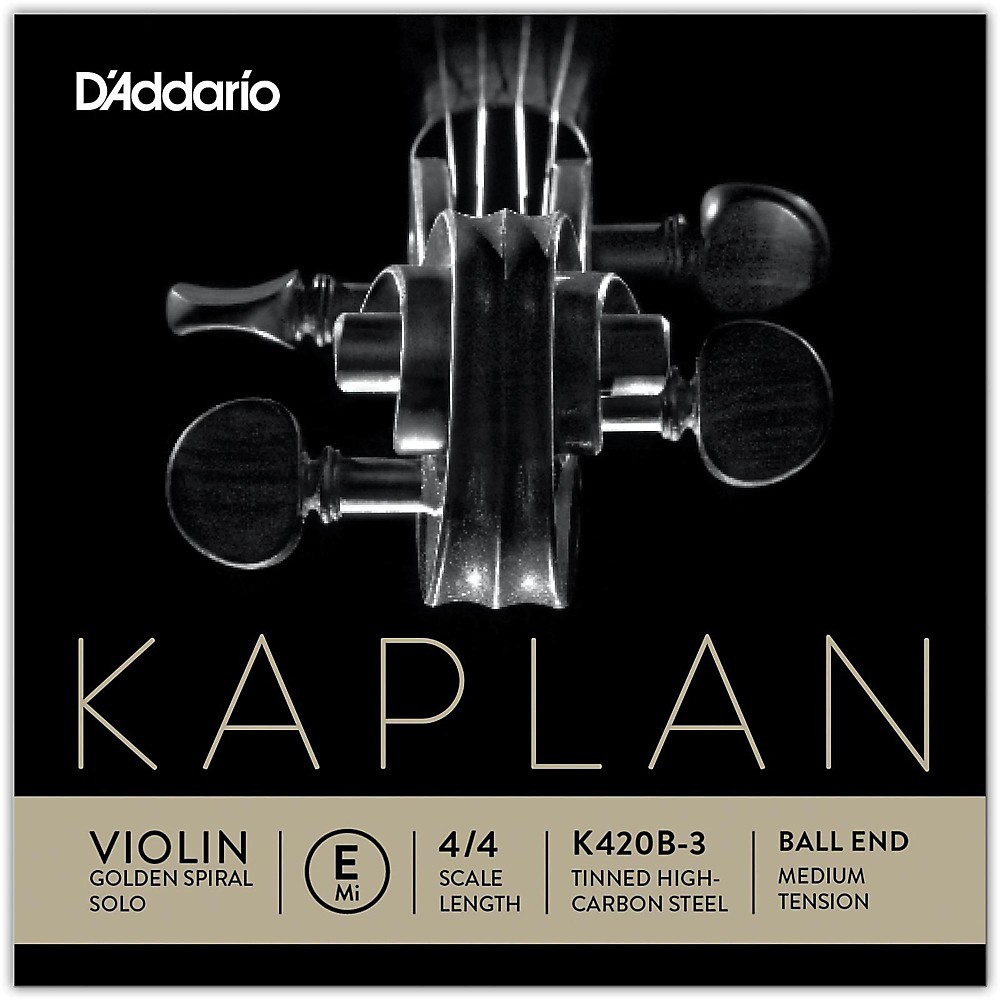 D'Addario Kaplan Golden Spiral Solo Violin E String Solid Steel Medium Ball End