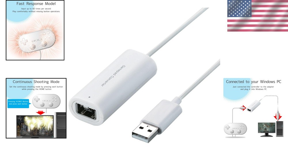 Compact & Fast Wii Controller to USB Adapter for Effortless PC Gaming Experience