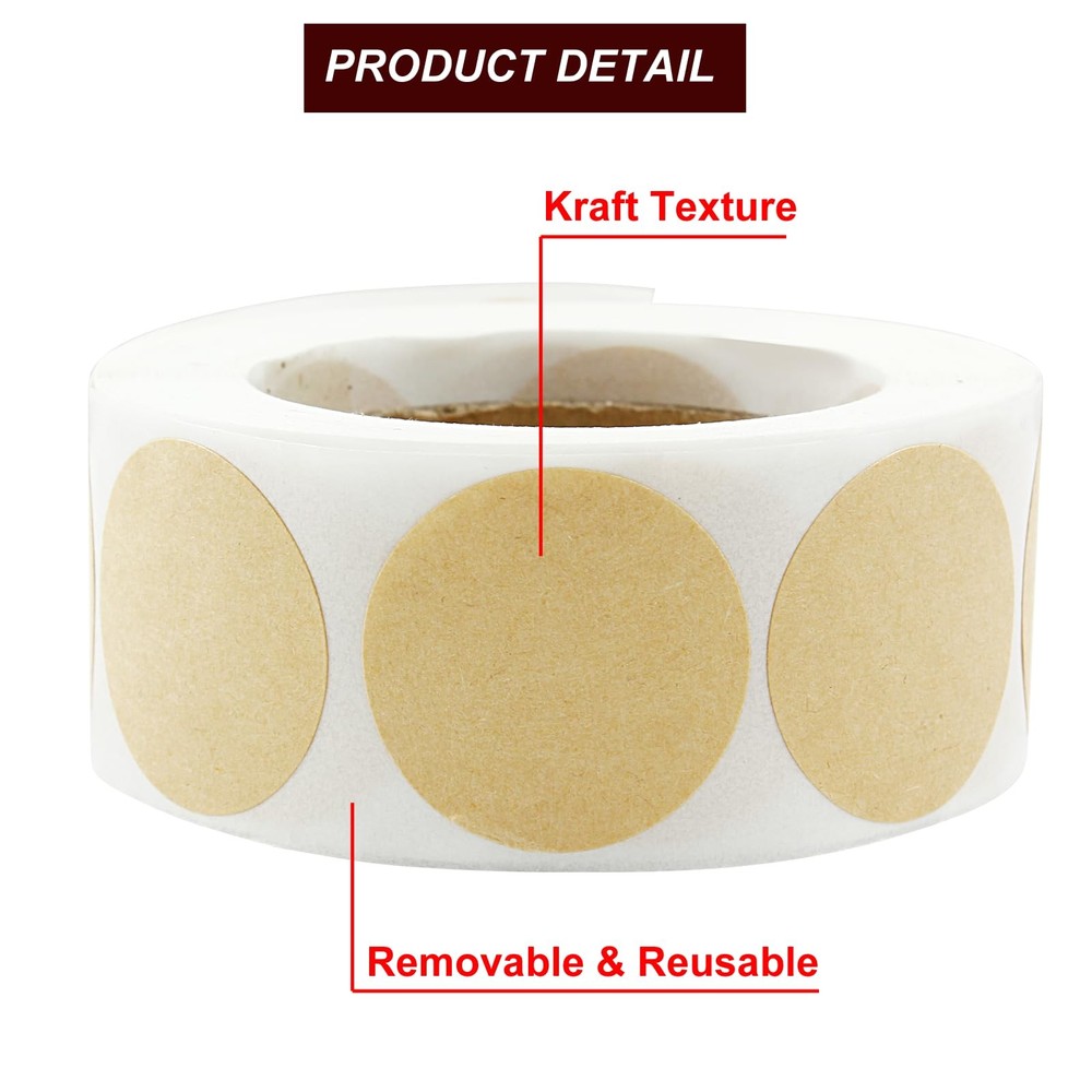 LifCratms 1 Inch Kraft Code Dot Stickers, Color Coding Label Round 1",