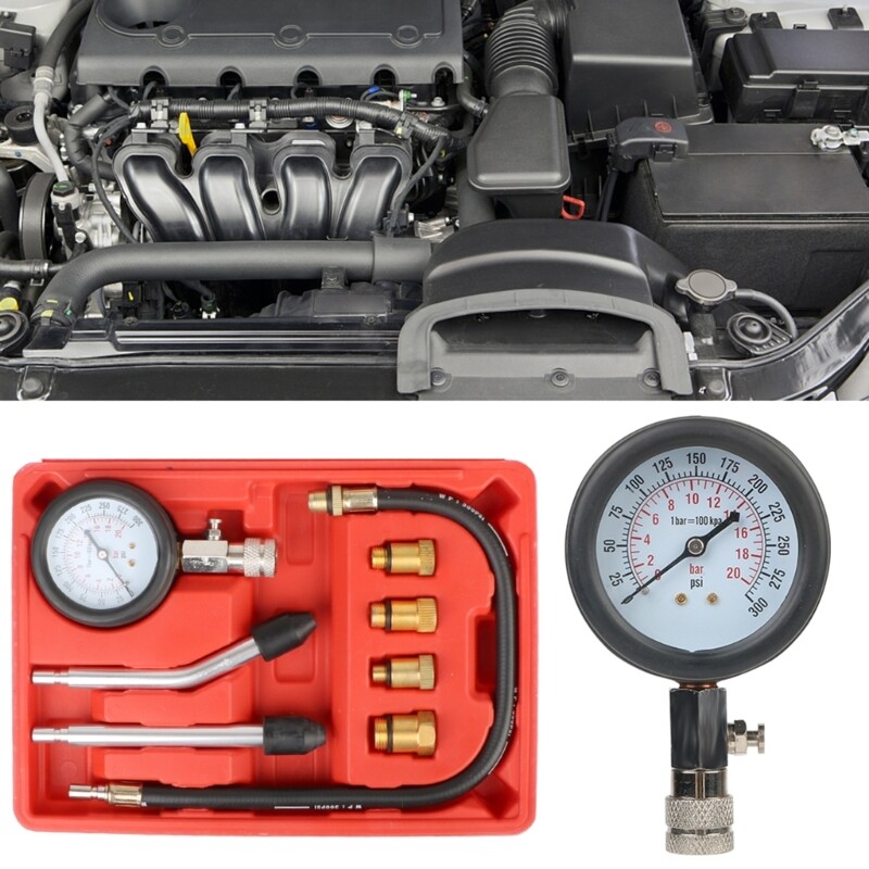 Engine Cylinder Compression Gauges Tester 0-300PSI Engine Testing Tool