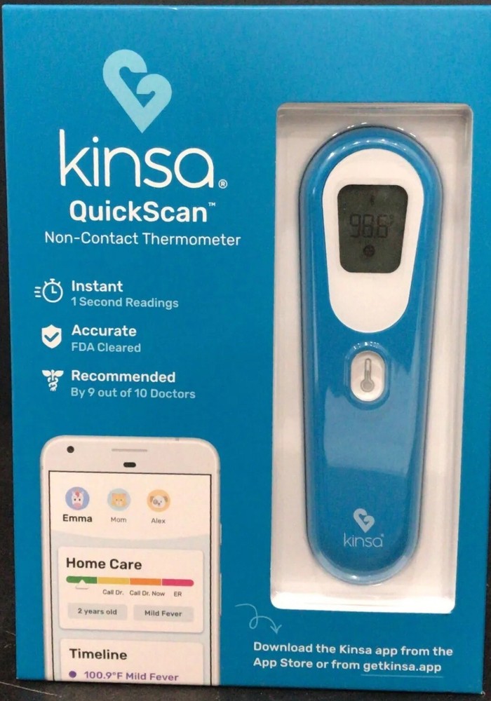 Kinsa Quick Scan Non-Contact Smart Digital Bluetooth Thermometer 1 Sec Readings
