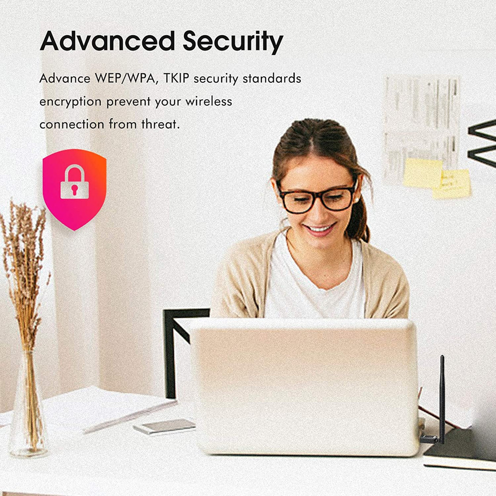 USB WIFI ADAPTER for PC Computer Wireless Network Dongle High Gain Antenna