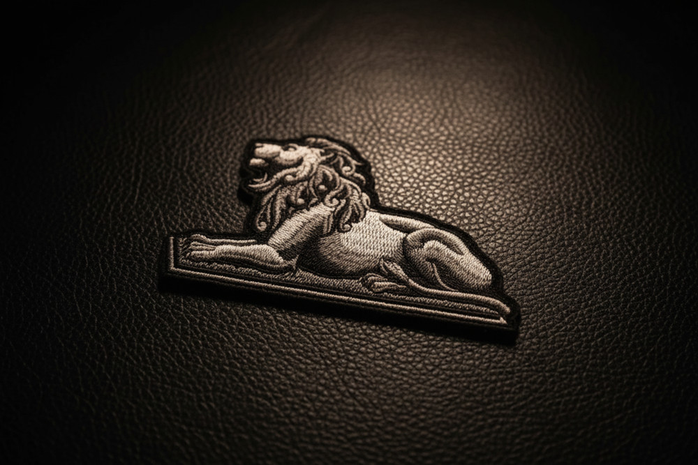 Stately Lion Patch | Black & White