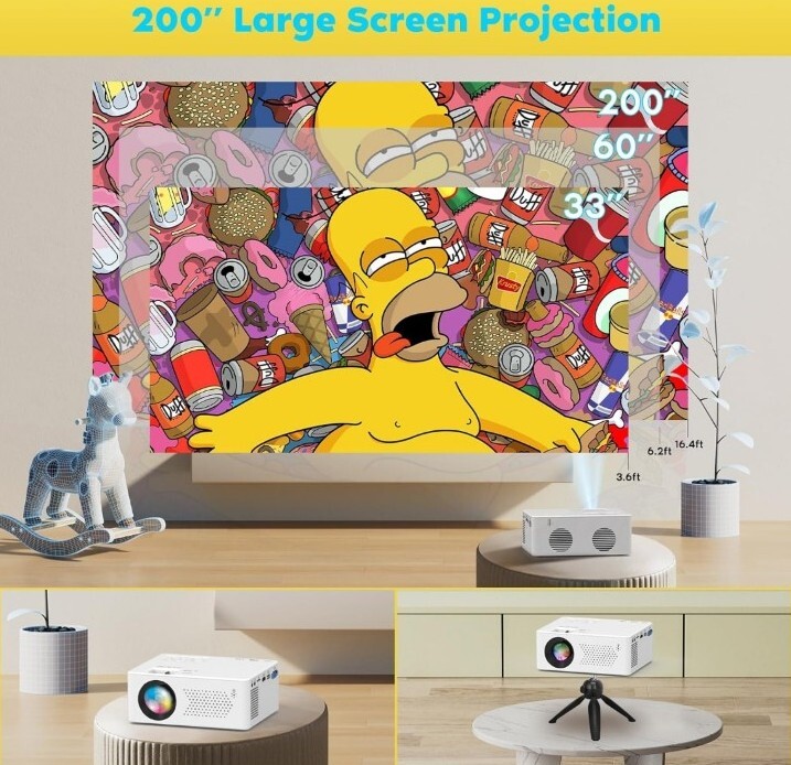 PURSHE Mini Bluetooth Projector 9500 Lumens D30