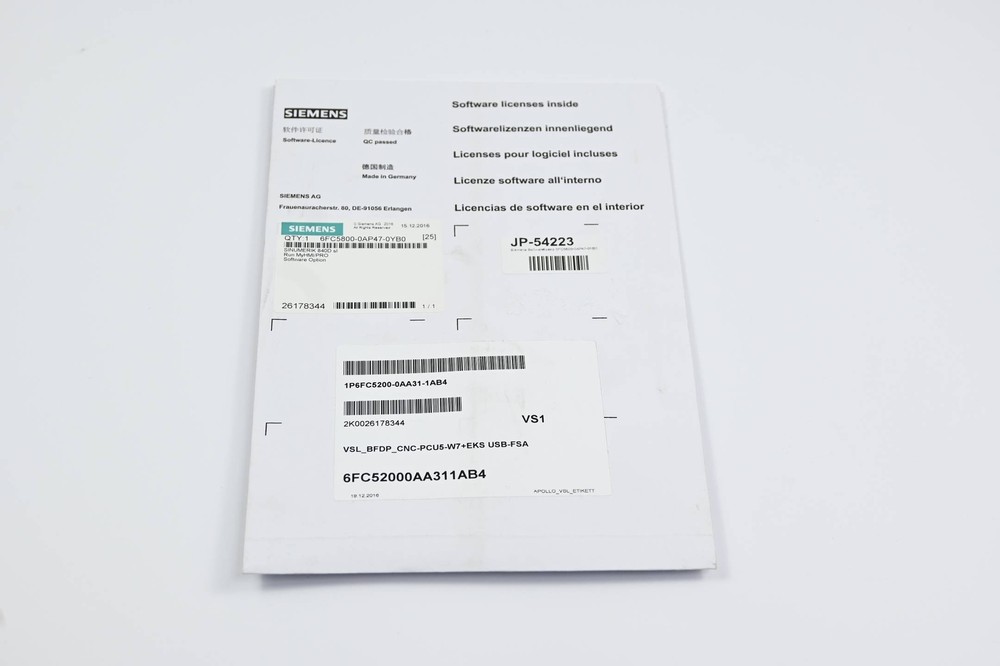 Siemens Software License 6FC5800-0AP47-0YB0