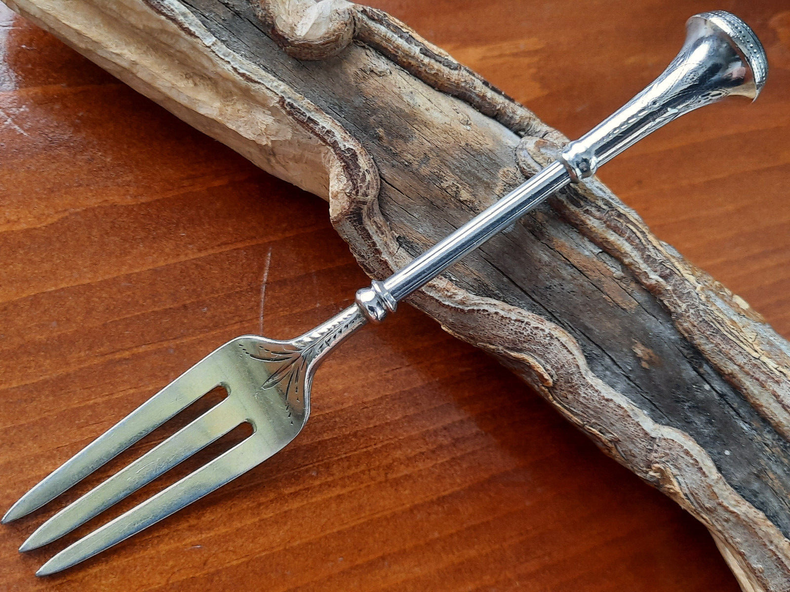 Coin Silver James Bingham Seal Top Pastry Fork, Mono