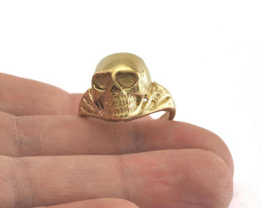 Skull Ring Adjustable Ring Raw brass (17mm 7US inner size) 749 ring30