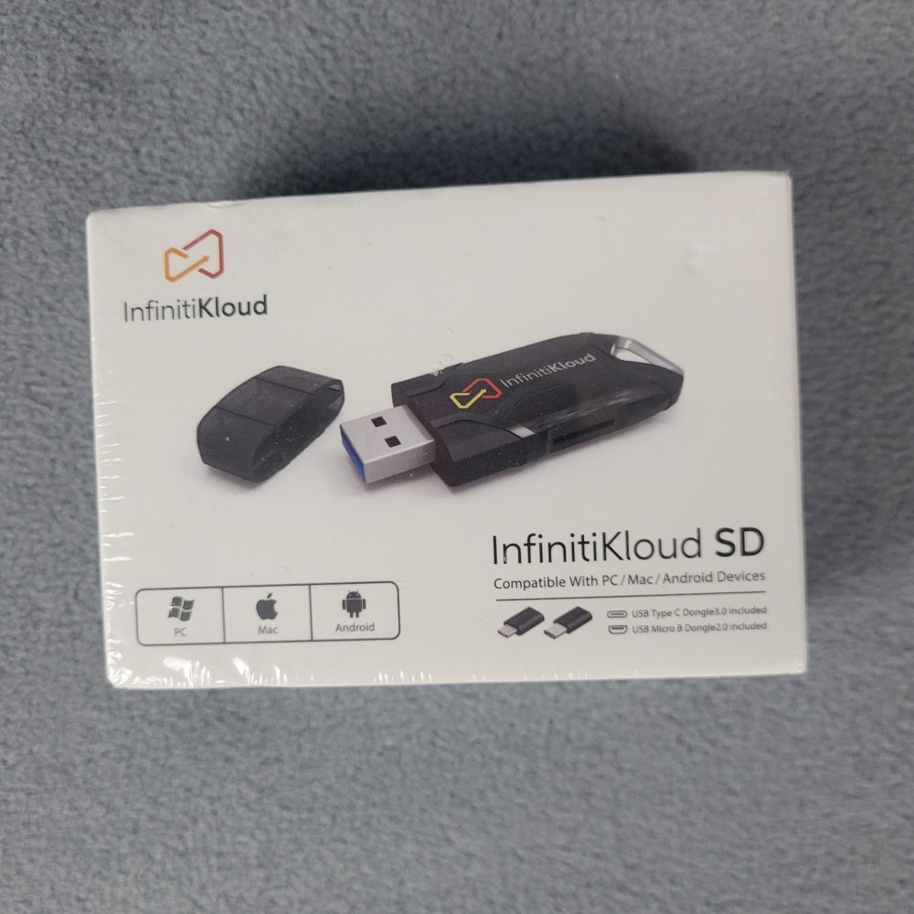 InfinitiKloud SD Storage Solution USB Drive Black for PC/Mac/Android Devices