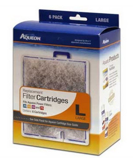 AQUEON FILTER CARTRIDGE LARGE. FOR QUIET FLOW 20.30.50,55 & 75 FILTERS. 6PK
