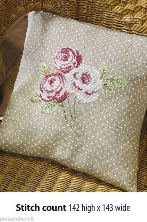 ROSE CUSHION  CROSS STITCH PATTERN  ONLY   ALS  PS