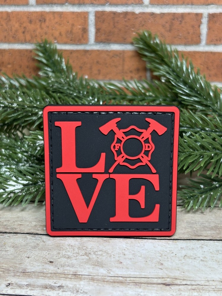 PVC Tactical Patch, USA Thin Red Line Flag Patch, Morale LoveFirefighter Patch