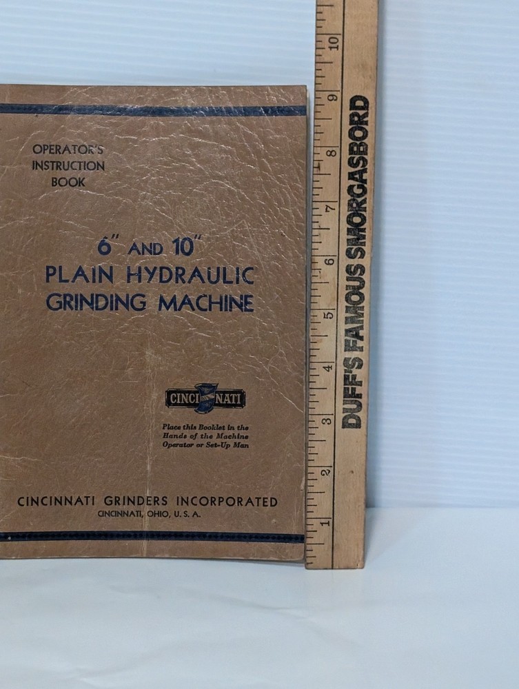 Cincinnati EA 6" & 10" Plain Hydraulic Grinding Machine Operators Instructions