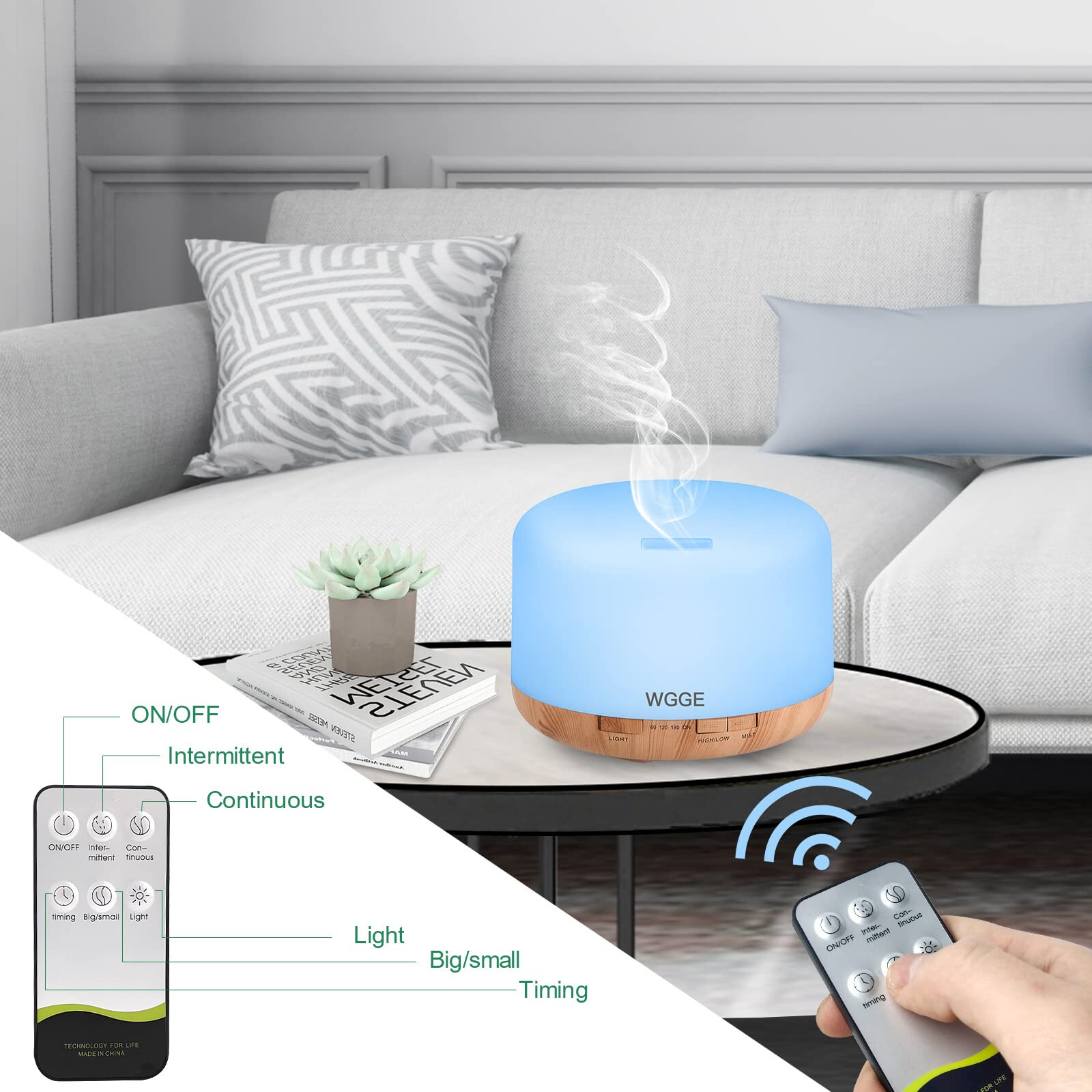 Essential Oil Diffuser 500ML Aromatherapy Diffuser Mist Humidifiers 7 Color LED