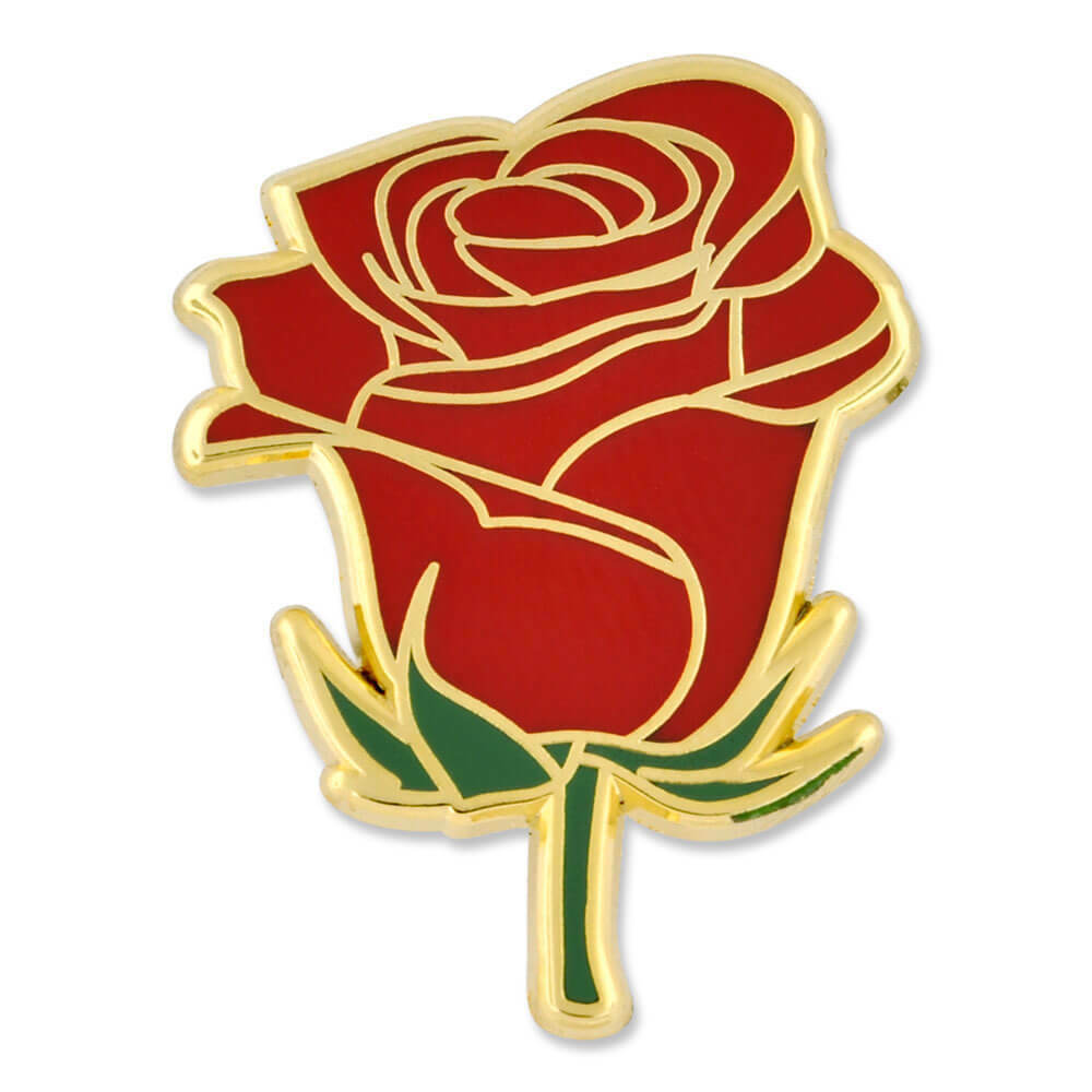 PinMart's Red Rose Flower Boutineer Trendy Enamel Lapel Pin