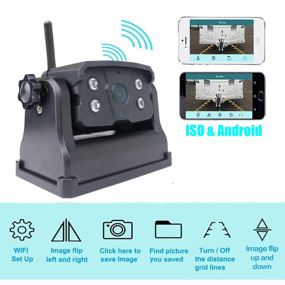 Magnetic Rear View Backup Camera 9600mA Rechargeable Wireless for iPhone/Android