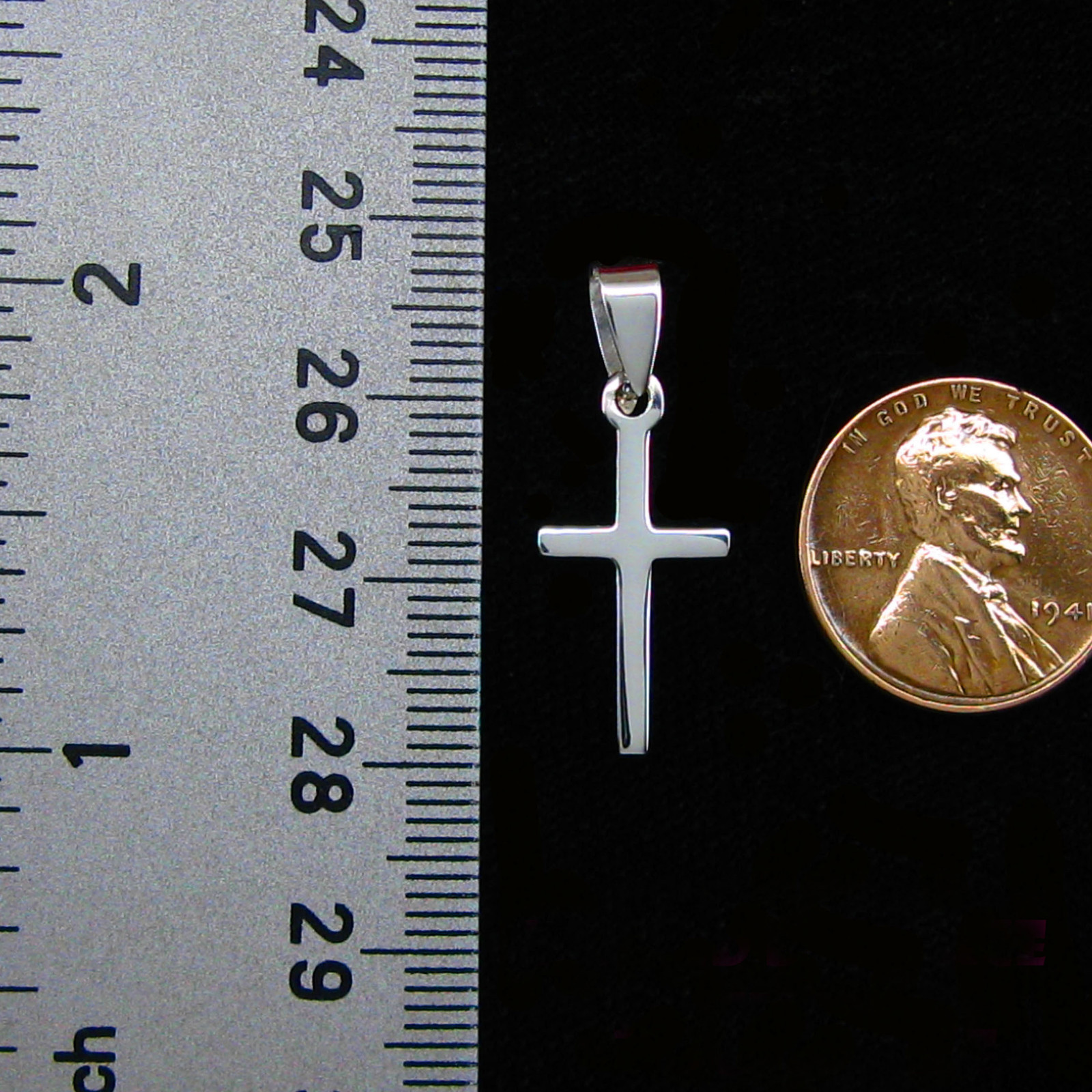 Small Plain & Simple Cross Pendant in SOLID 925 Sterling Silver - NEW!