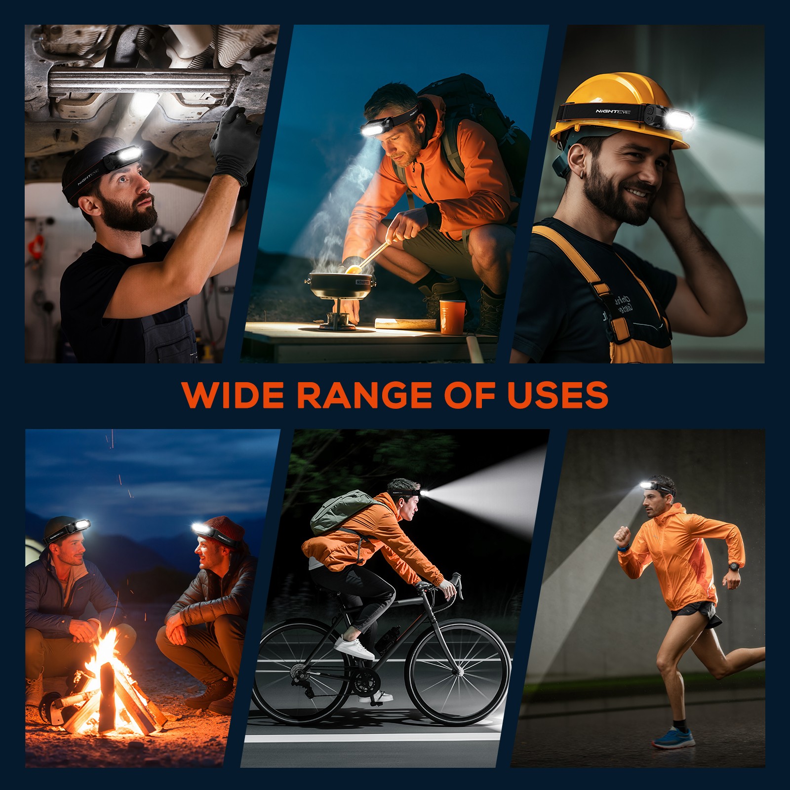 NIGHTEYE 2000 Lumen LED Rechargeable USB-C Camping Headlamp Super Bright Adult