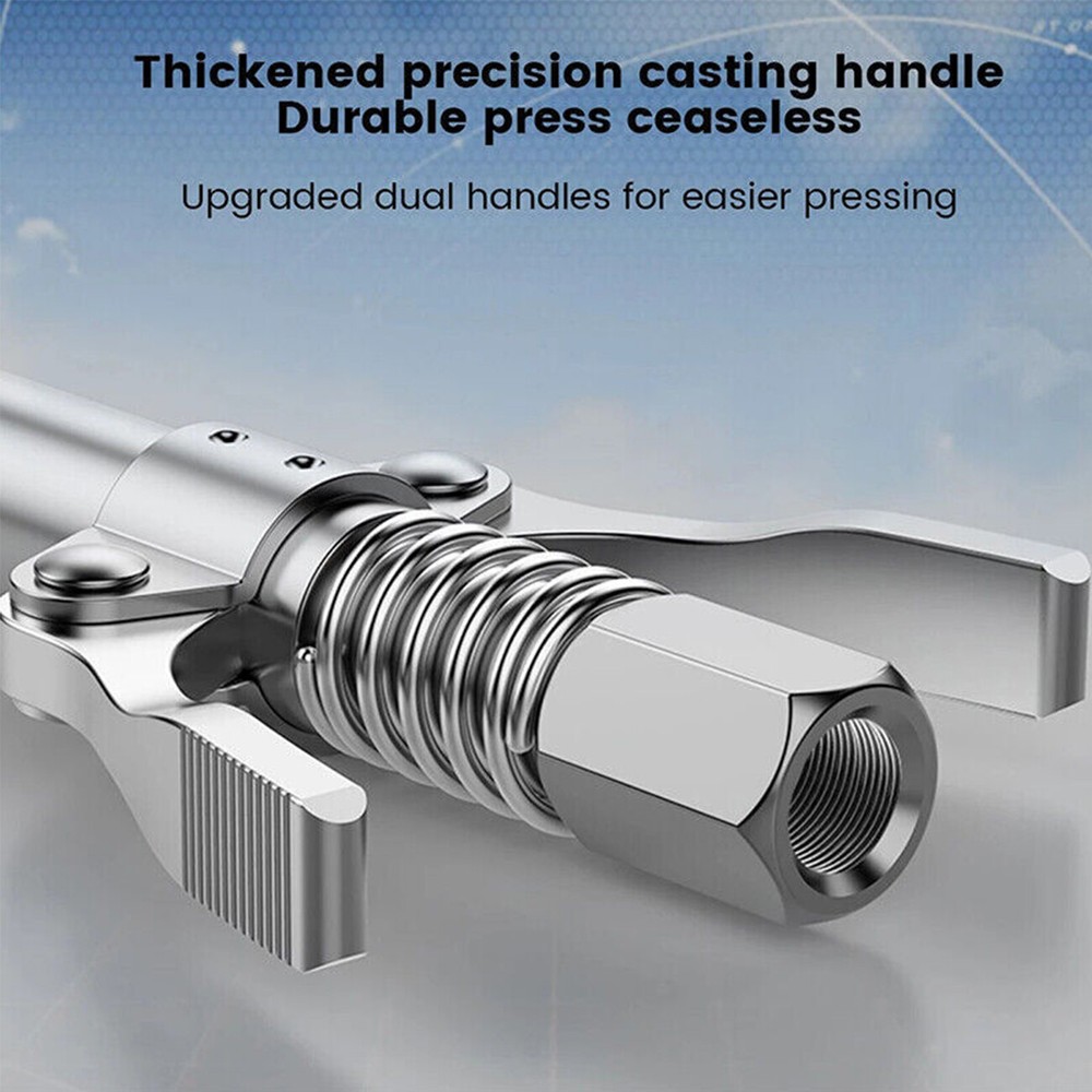 2× Double Handle Quick Release Grease Gun Coupler Oil Nozzle With Adapter Kit