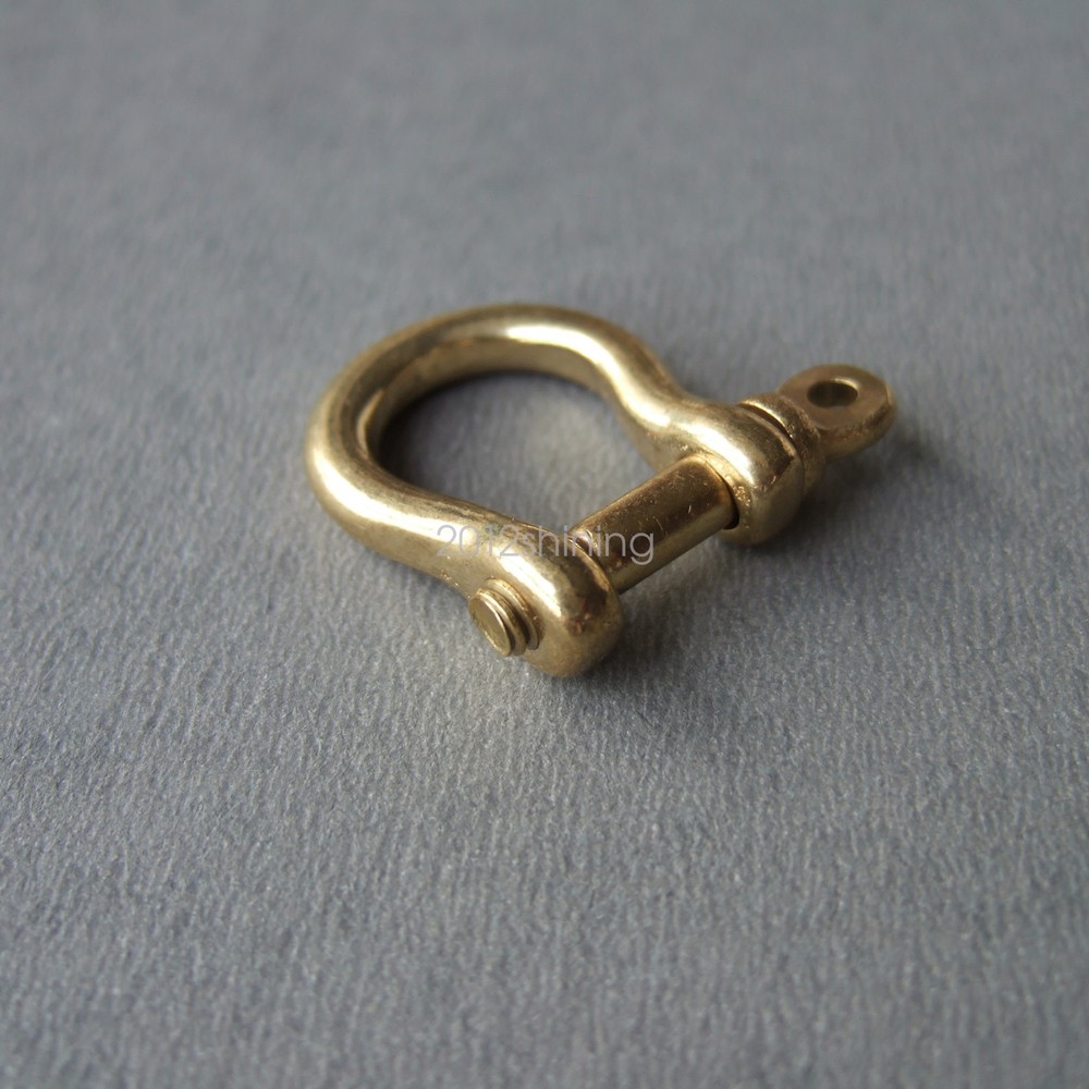 Solid Brass Bow Shackle Joint Connect Small D Ring Key Chain Hook
