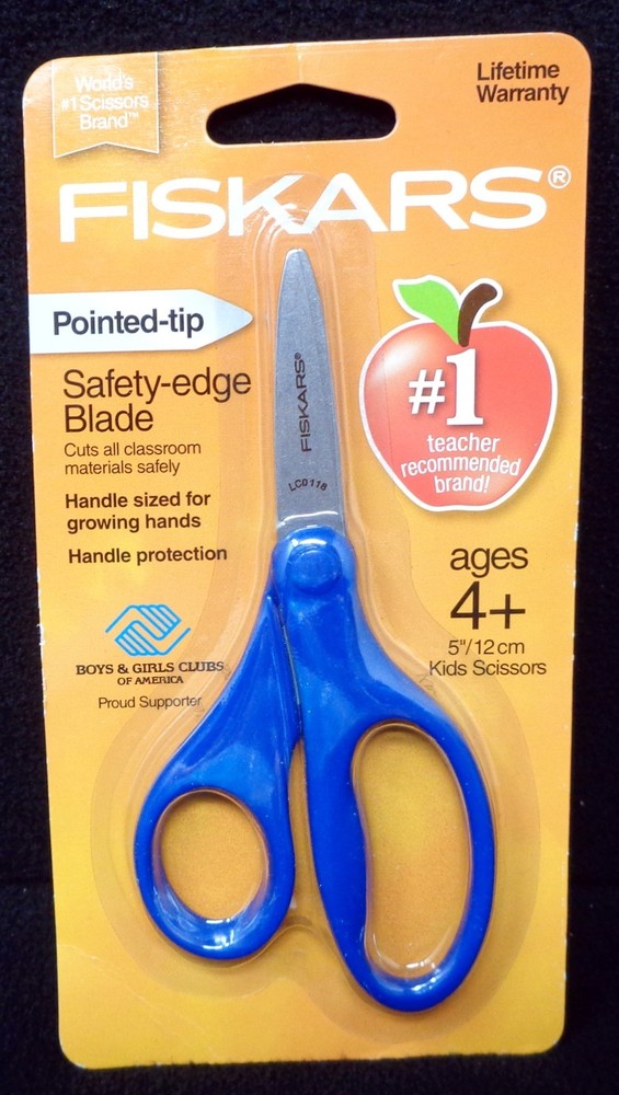 FISKARS Blue Pointed Tip Safety Edge Blade Scissors (NEW)