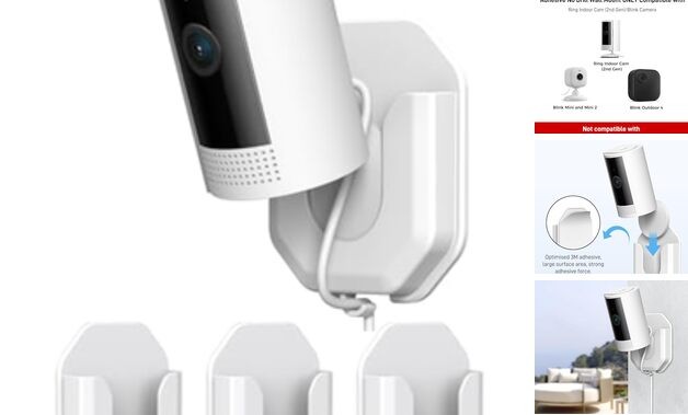 3 Pack Ring Indoor Camera No Drill No Screws Wall Mount Bracket Compatible