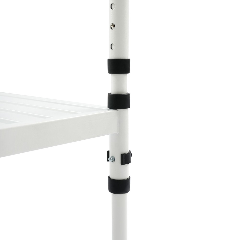 2-Step Stool with Handle, Floor Standing Metal Stepping Stool, White Step Stool