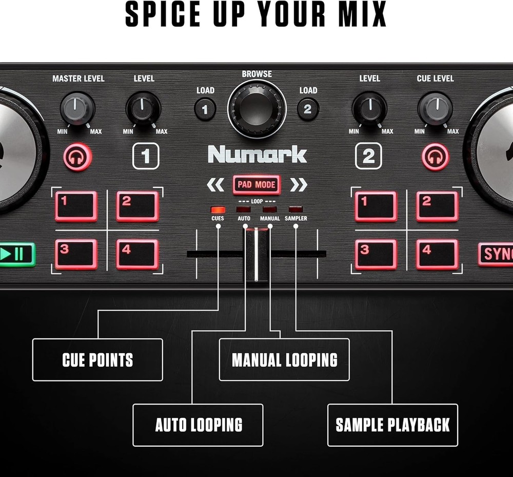 Compact DJ Controller with Audio Interface and Serato Lite for Mac Windows