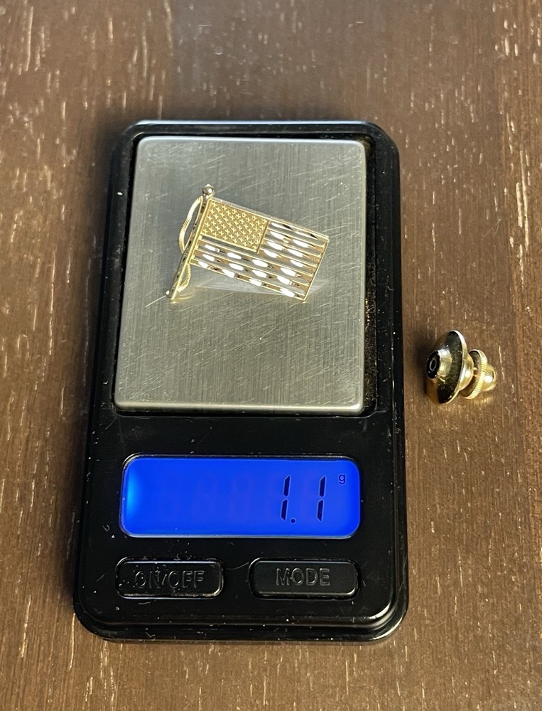 14K Solid Gold American Flag Lapel Pin!