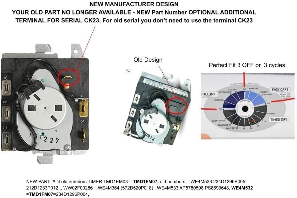 KIT TMD1EM35 DRYER TIMER Model TMD1EM35 + Knob