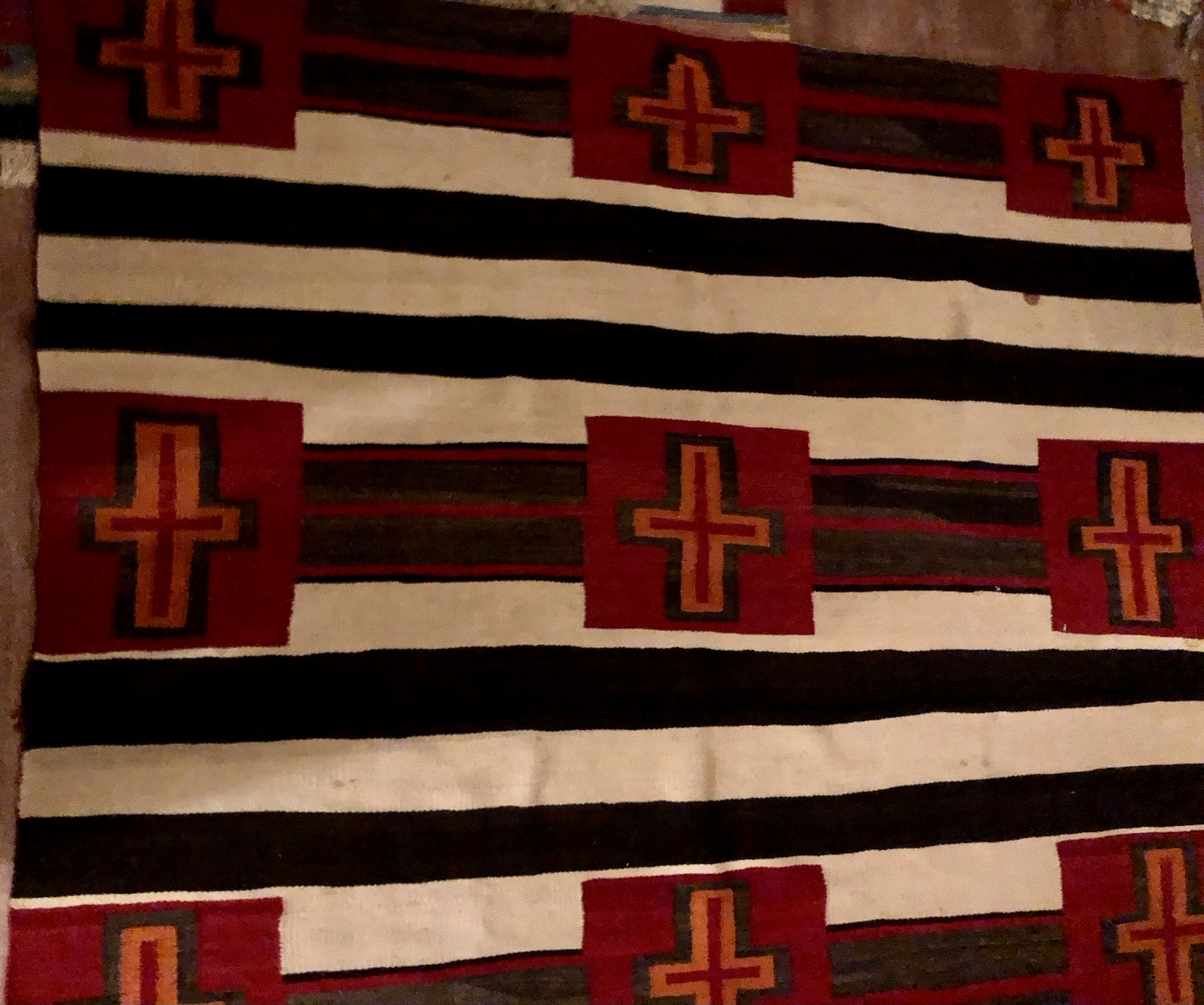 NAVAJO 2nd or 3RD PHASE? Very Old CHIEFS BLANKET Authentic w/Crosses Circa 1895