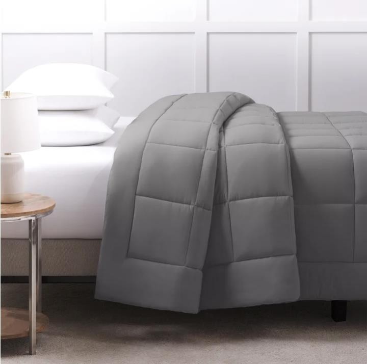 Below Zero Comforter Gray Cooling Hypoallergenic Down Alternative All Season