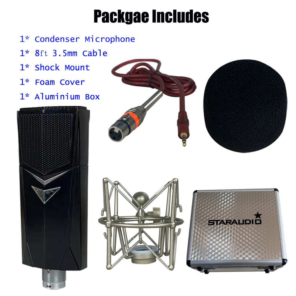 Studio Cardioid Microphone Condenser Microphone Kit For Recording Broadcasting