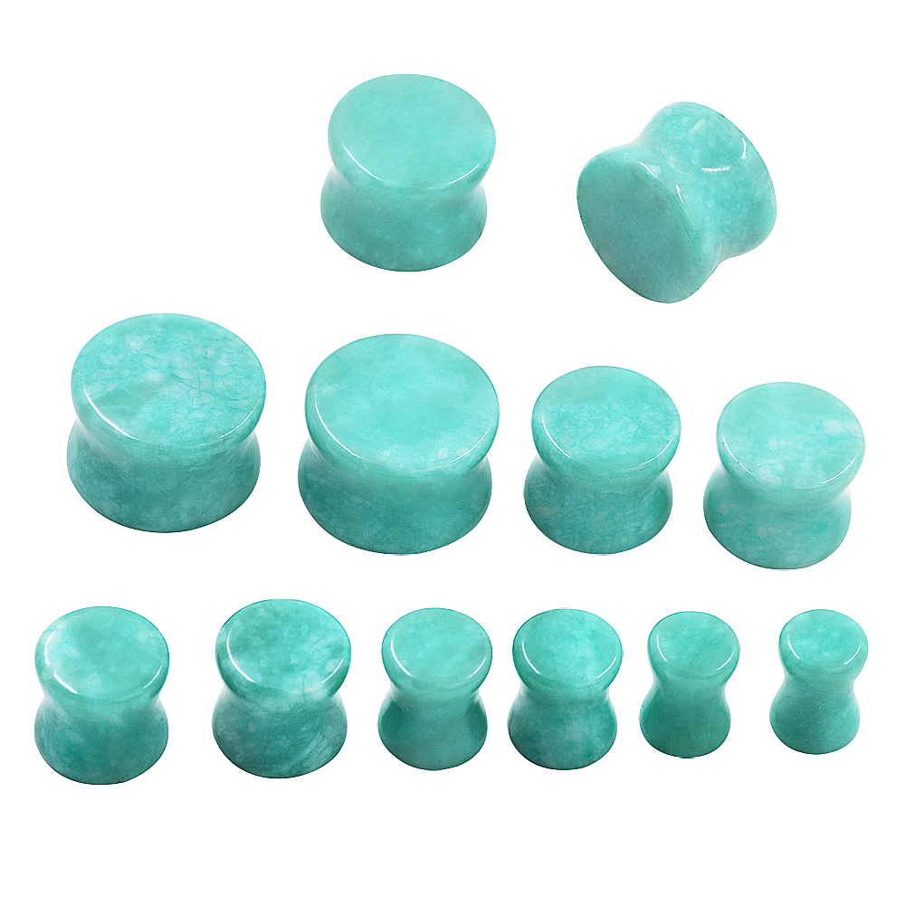 Natural Stone Ear Plugs Ear Gauges Double Flares Flesh Tunnels Saddle Plug-PAIR