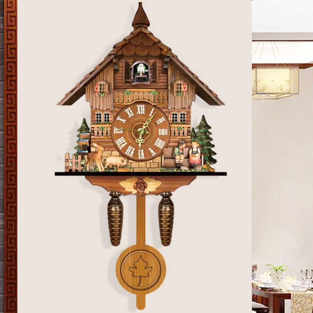 Vintage Cuckoo Wall Clock - Elegant Black Forest Design with Singing Feature