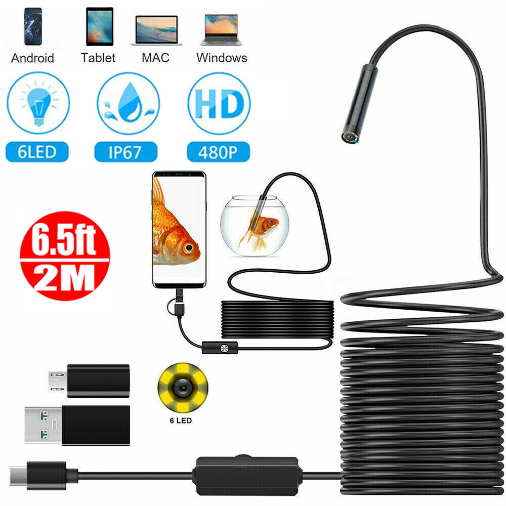 2M Waterproof Borescope Endoscope Inspection Tube Camera For Android / PC MAC