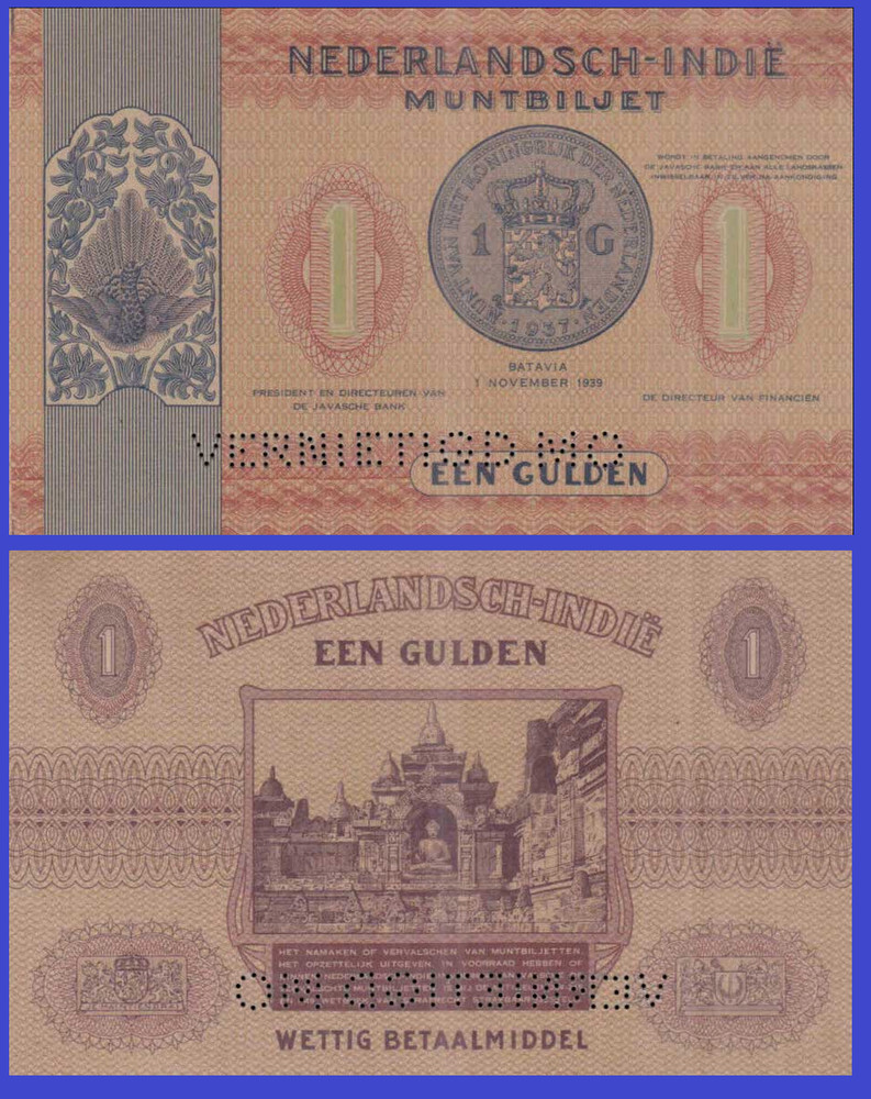 NETHERLANDS INDIES  1  GULDEN 1939   /- Copy