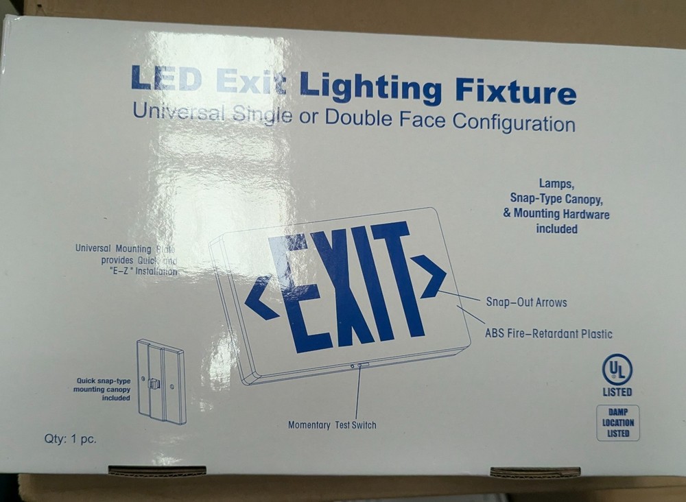 LED Exit Light Fixture Universal Single or Double Face Configuration