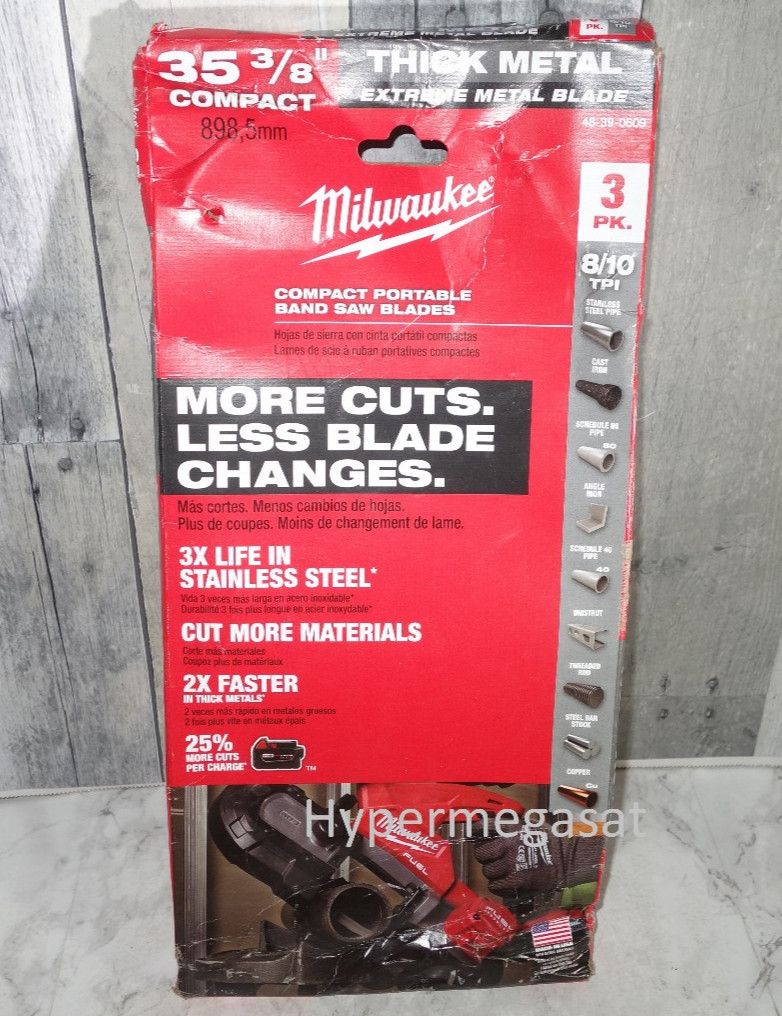 Milwaukee 48-39-0609 35-3/8 in Thick Extreme Metal Bandsaw Blade 3 pack 8/10 TPI