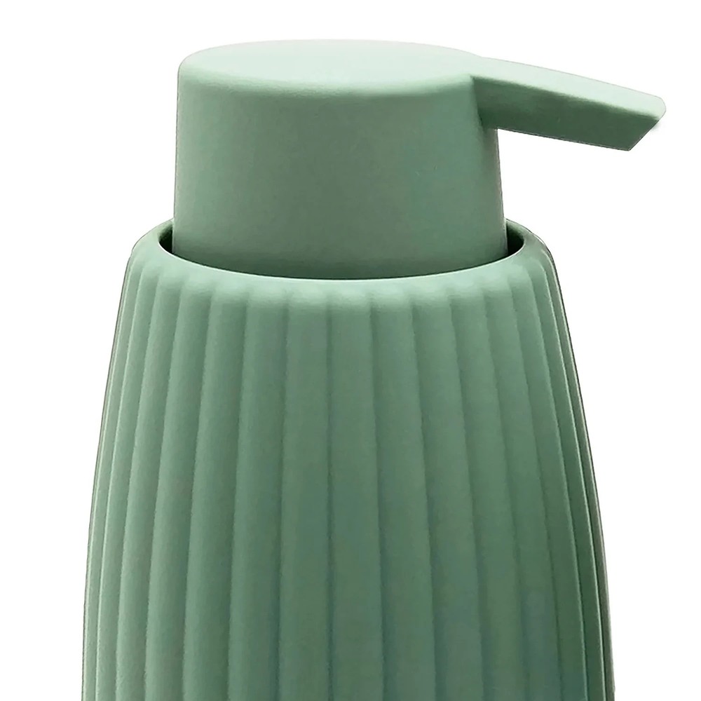 Rubberized Plastic Ribbed Soap Pump, Green