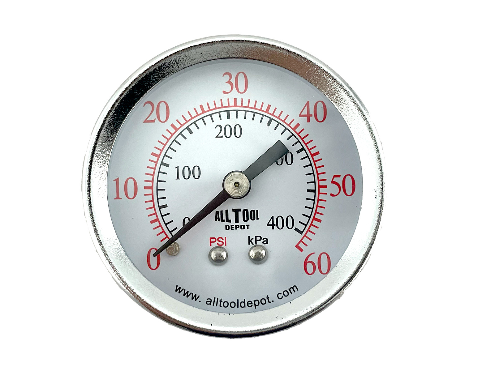 Air Pressure Gauge 2" Dial Center Back Mount 1/8"NPT - 0 to 60PSI