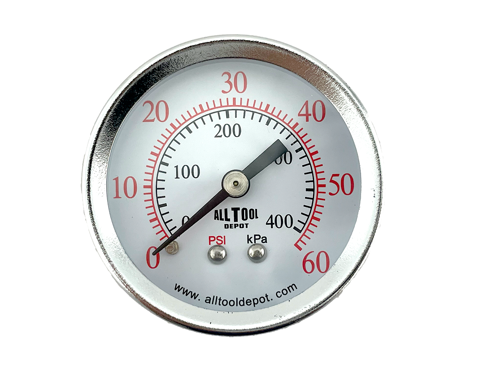 Air Pressure Gauge 2" Dial Center Back Mount 1/8"NPT - 0 to 60PSI