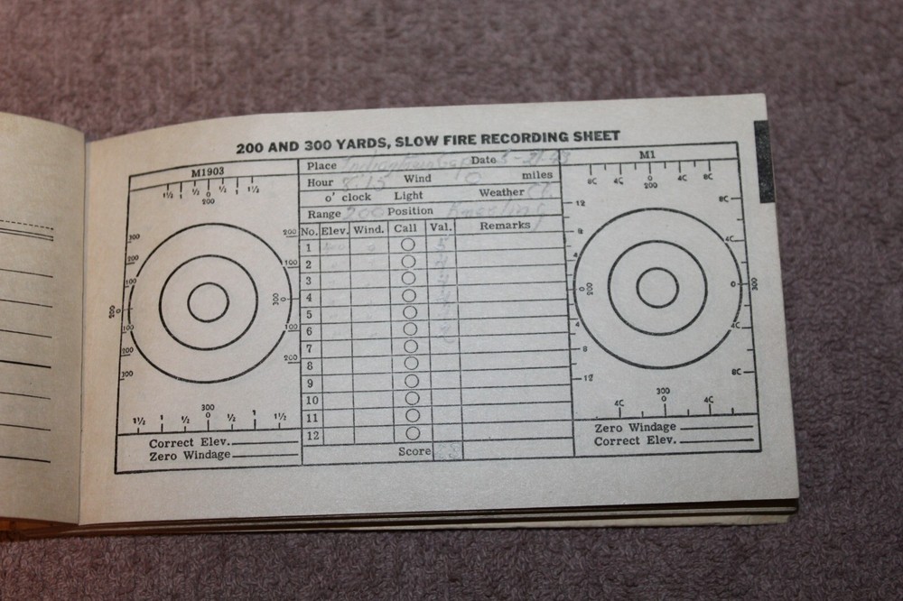 Original WW2 U.S. Army GI's Combination Score Book for Rifles, 1942 dated