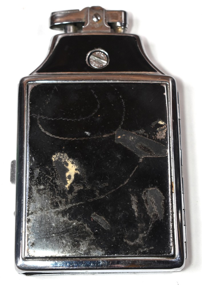 Vintage 1940s Ronson Mastercase Art Deco Cigarette Case with Lighter