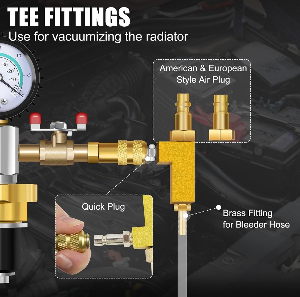 Universal Cooling System Vacuum Type Coolant Refill Tool Kit, Black