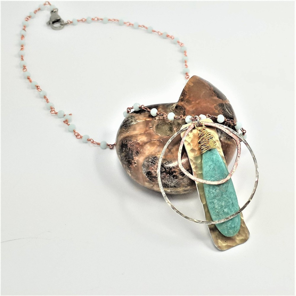 Amazonite Long Teardrop Dangle Necklace