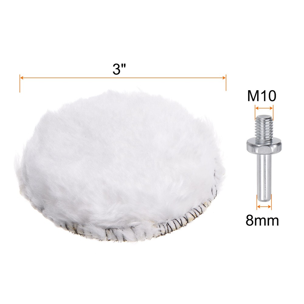 4pcs 3" Wool Buffer Polishing Pads Buffing Wheel Kit with M10 Drill Adapter