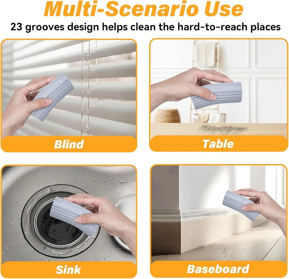 2-Pack Damp Clean Duster Sponge, Magic Sponge Eraser Baseboard Cleaner Tool, Dus